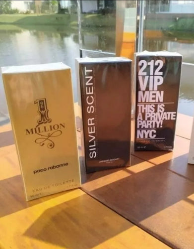 Kit três perfumes.